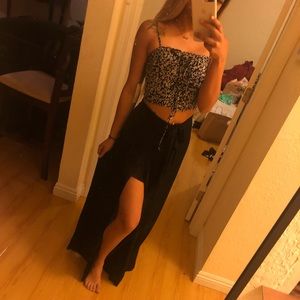 Maxi black pants with slits